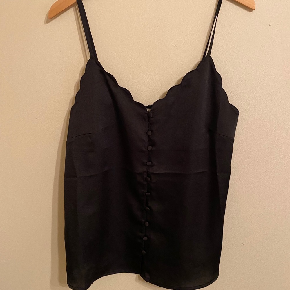 black silk button up top